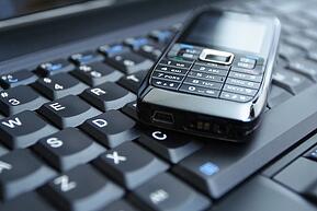 cell phone, laptop