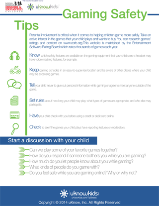 uKnowKids Gaming Safety Tip Sheet