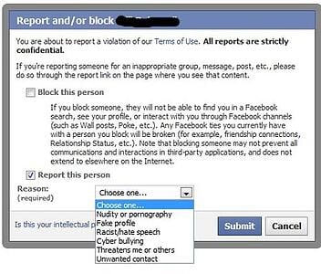 reporting on facebook